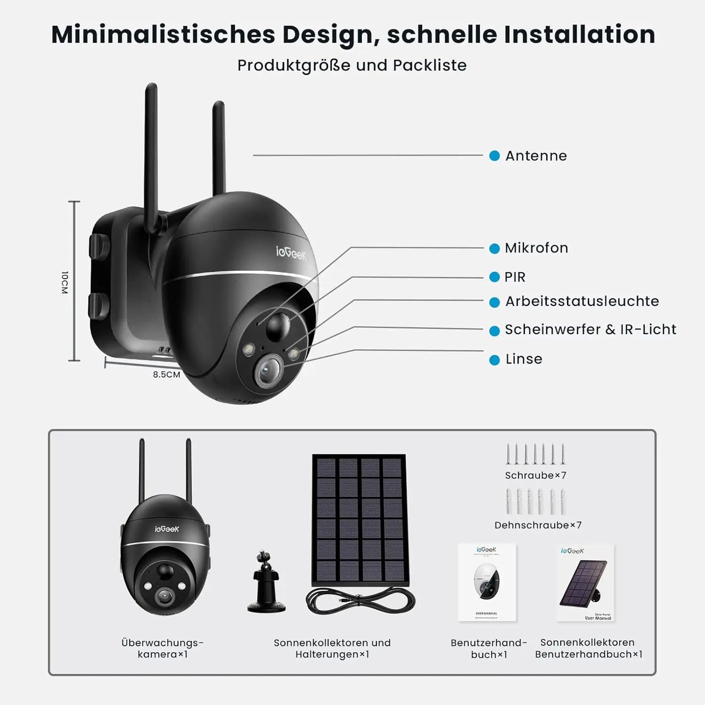 IEGEEK 5MP Outdoor Battery PTZ Surveillance Camera With Solar WiFi