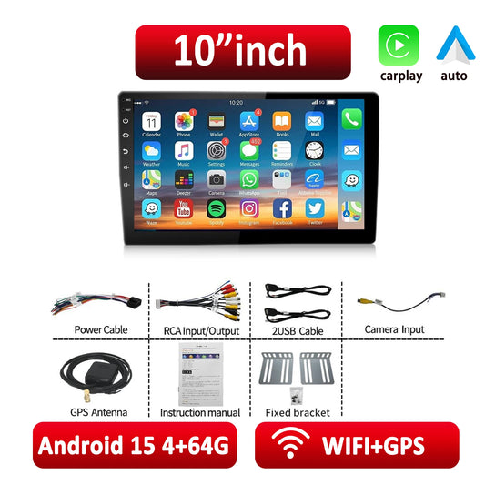 ESSGOO Android 15 Car Radio Android Auto Wireless CarPlay MP5