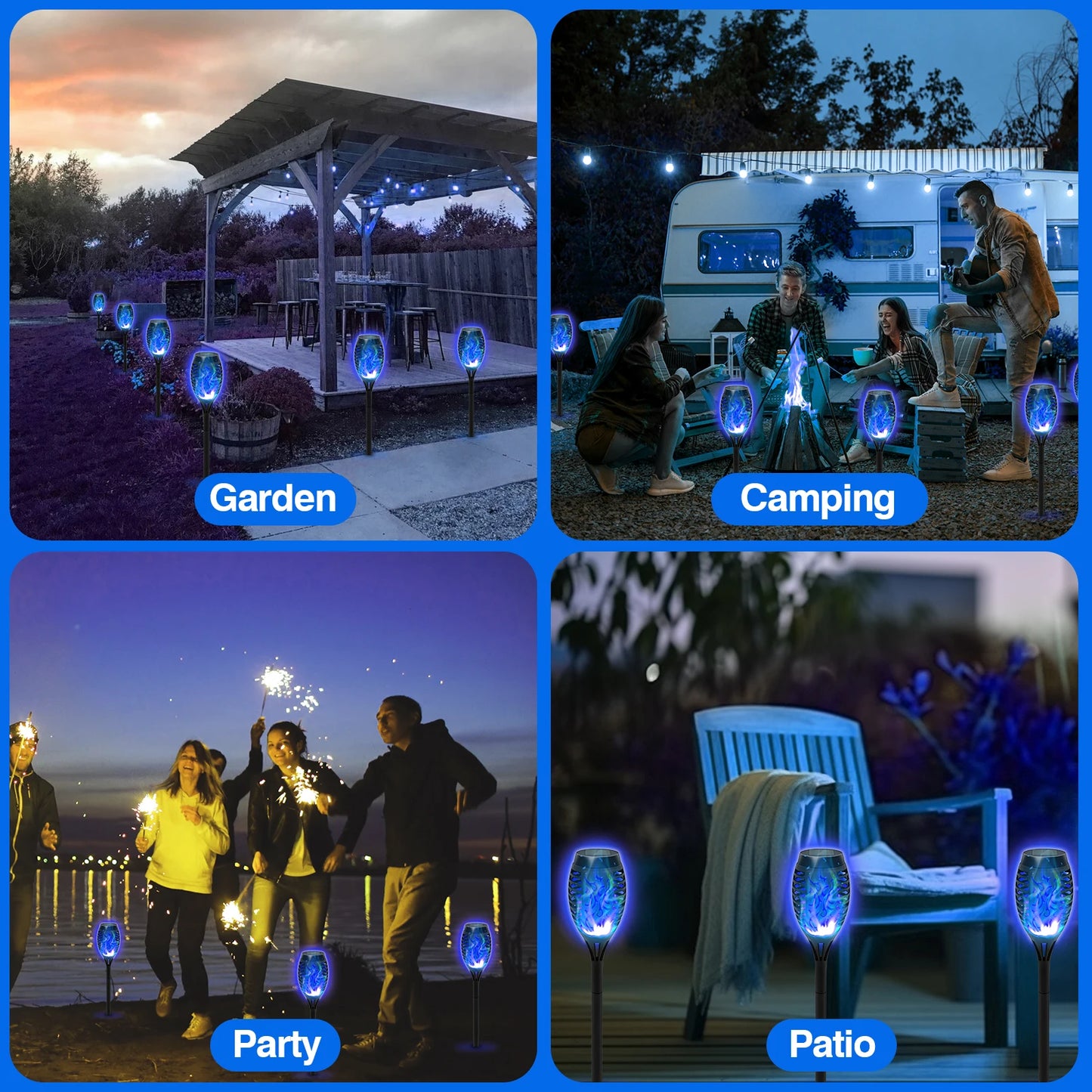 Solar Flame Torch Lights LED Flickering Outdoor Lawn And Patio Decor