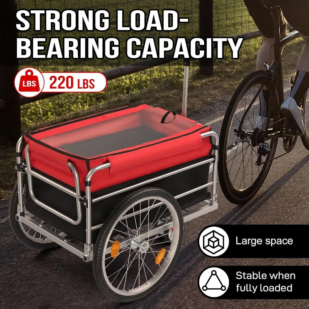 Bike Cargo Trailer Heavy Duty 220 Lbs Wagon With Hitch