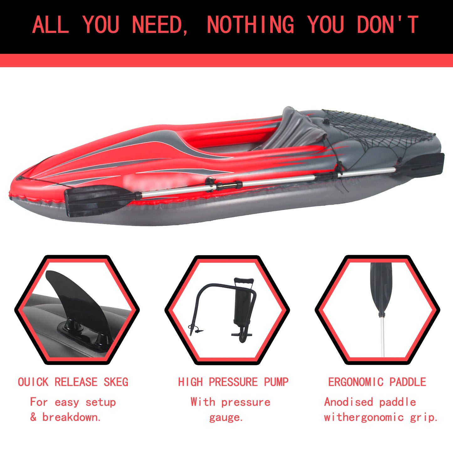 HHSJZWCY Inflatable One Person Kayak Fishing Boat Pro