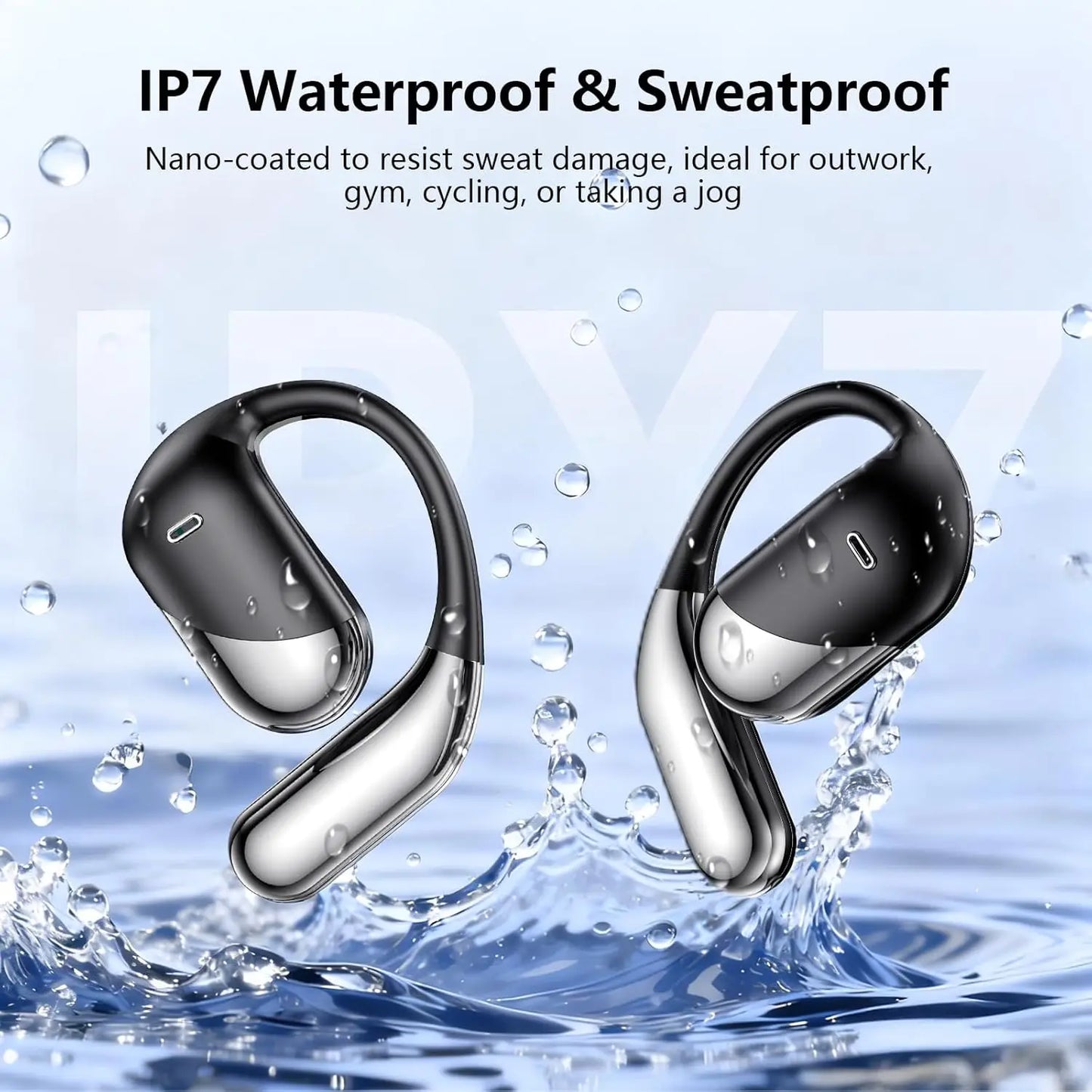 Open Ear Bone Conduction Headphones With Bluetooth 5.4 Smart Display