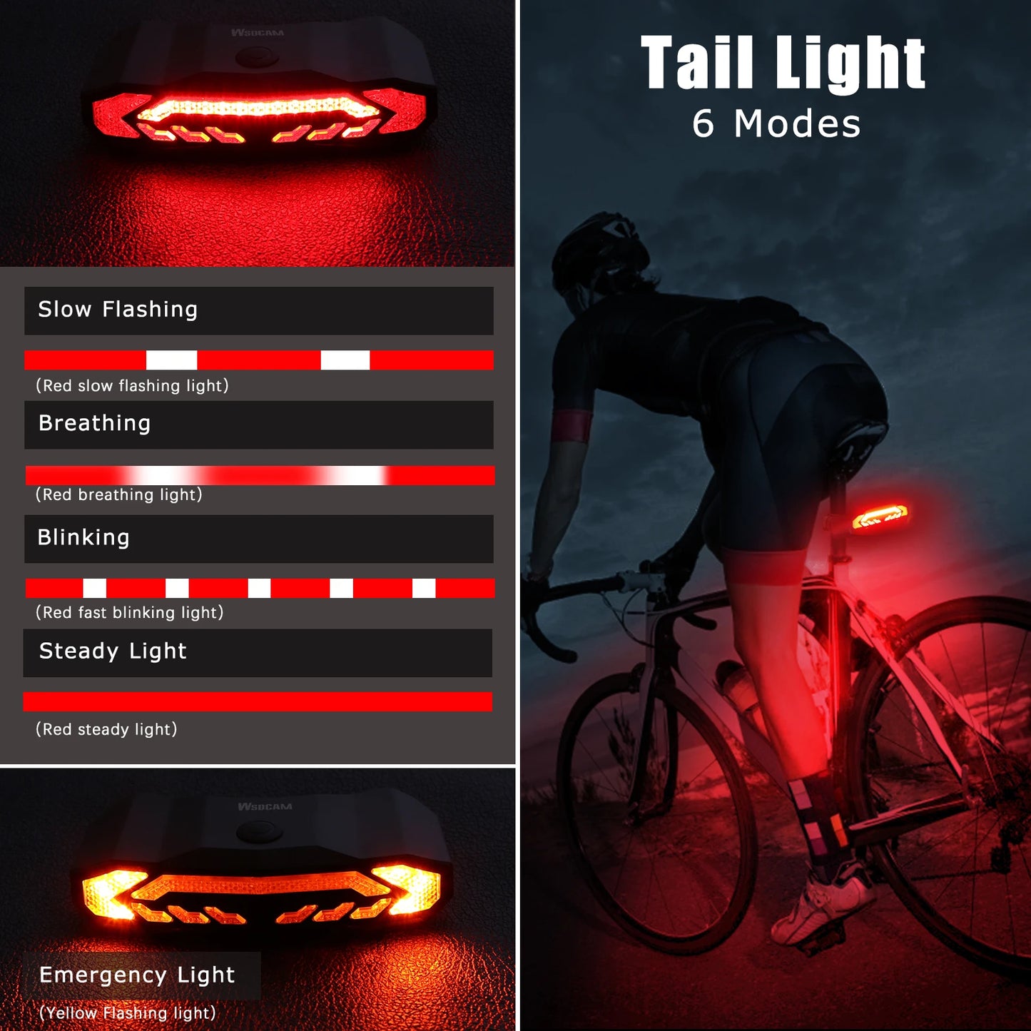 Smart Bike Taillight Anti Theft Alarm With Remote Rechargeable Waterproof