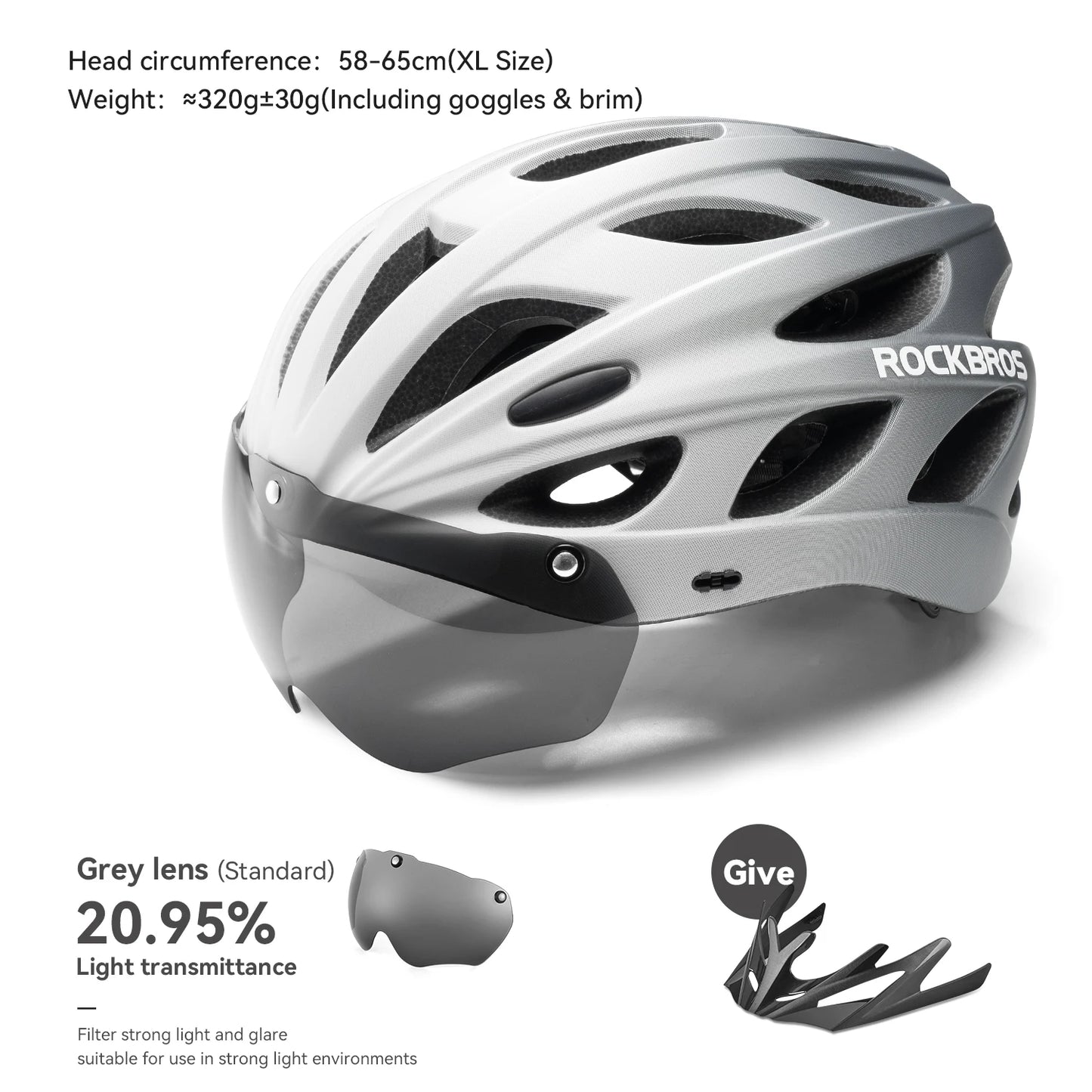 ROCKBROS Cycling Helmet With Integrated Goggles For MTB Road