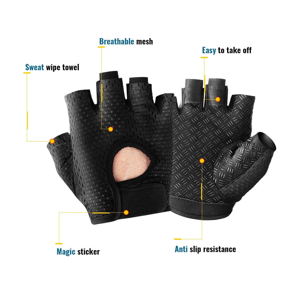 Breathable Anti Slip Fingerless Cycling Gloves for Training Unisex