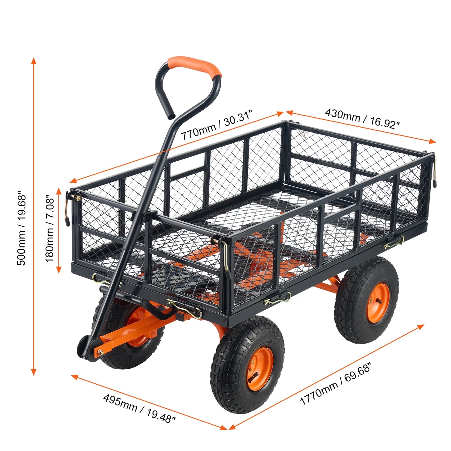 SucceBuy Garden Cart Sturdy Utility Wagon Dump Cart
