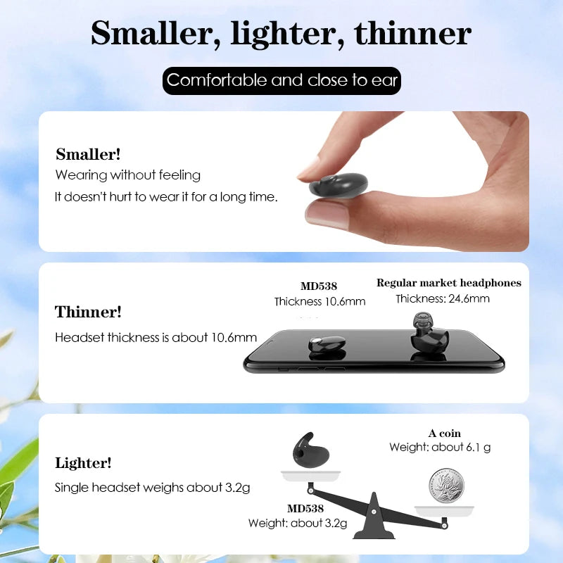 SK Ultra-thin Sleep Headphones Wireless Bluetooth Earbuds