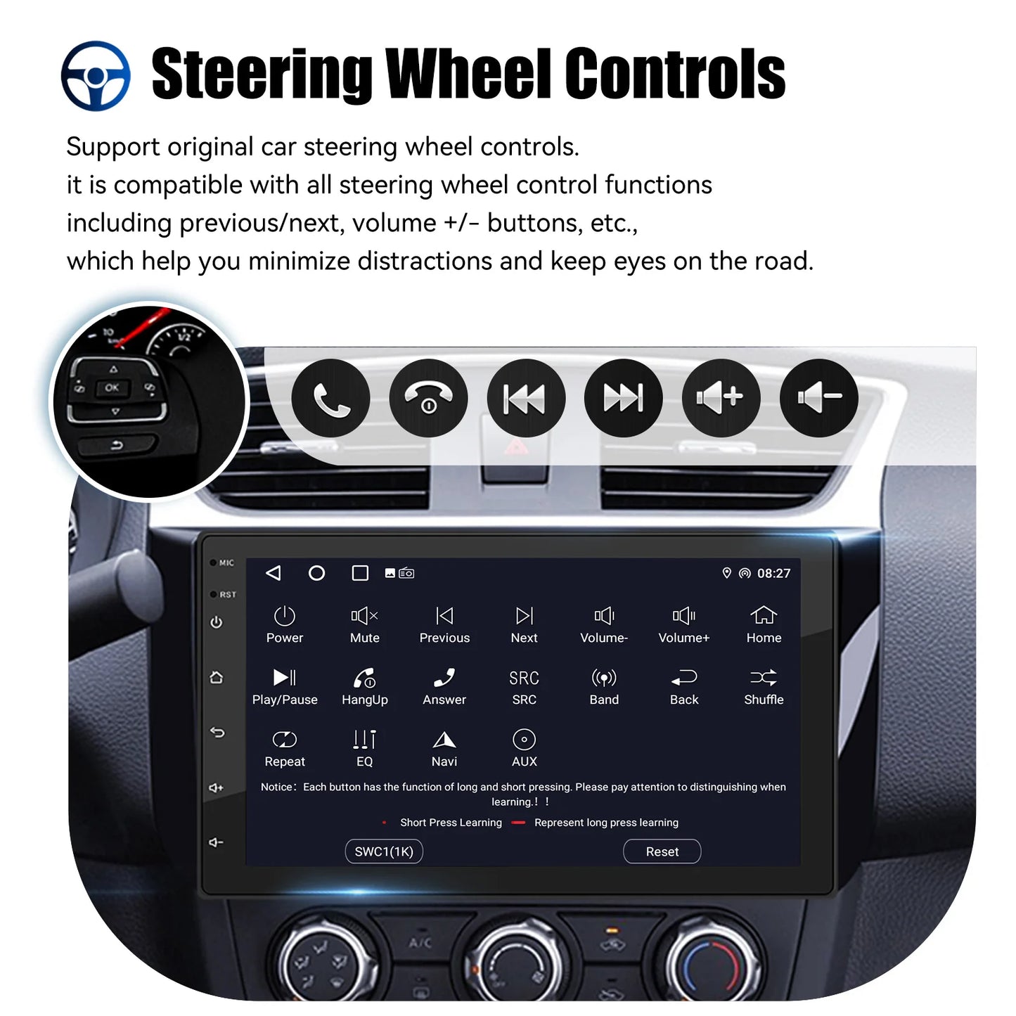 ESSGOO Android 15 Car Radio Android Auto Wireless CarPlay MP5