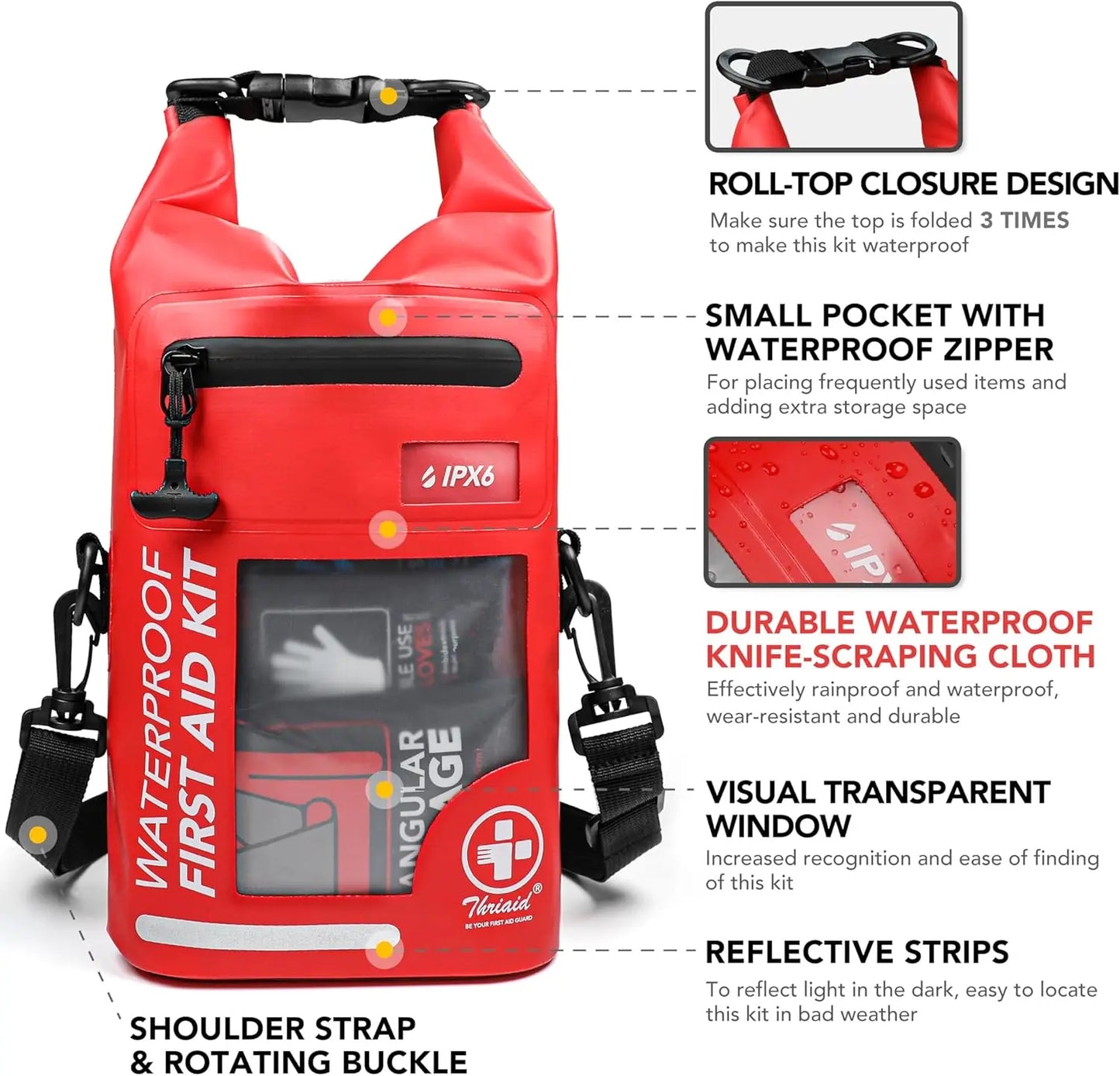Waterproof First Aid Kit 250-Piece for Boating and Camping