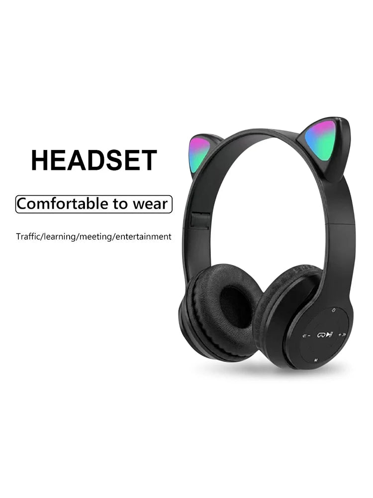 Cat Ear Wireless Gaming Headset Bluetooth for PC and Phone