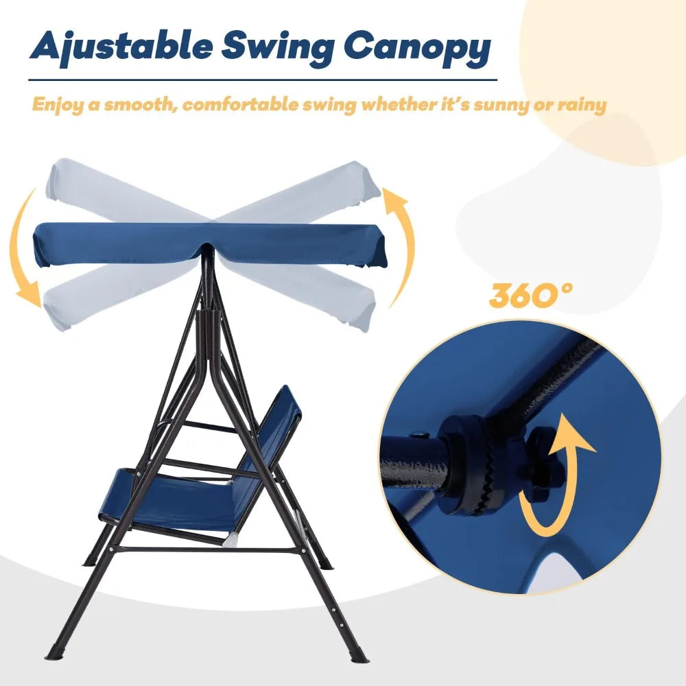 XIAOLANG 3 Seat Patio Swing With Removable Cushions And Adjustable Canopy