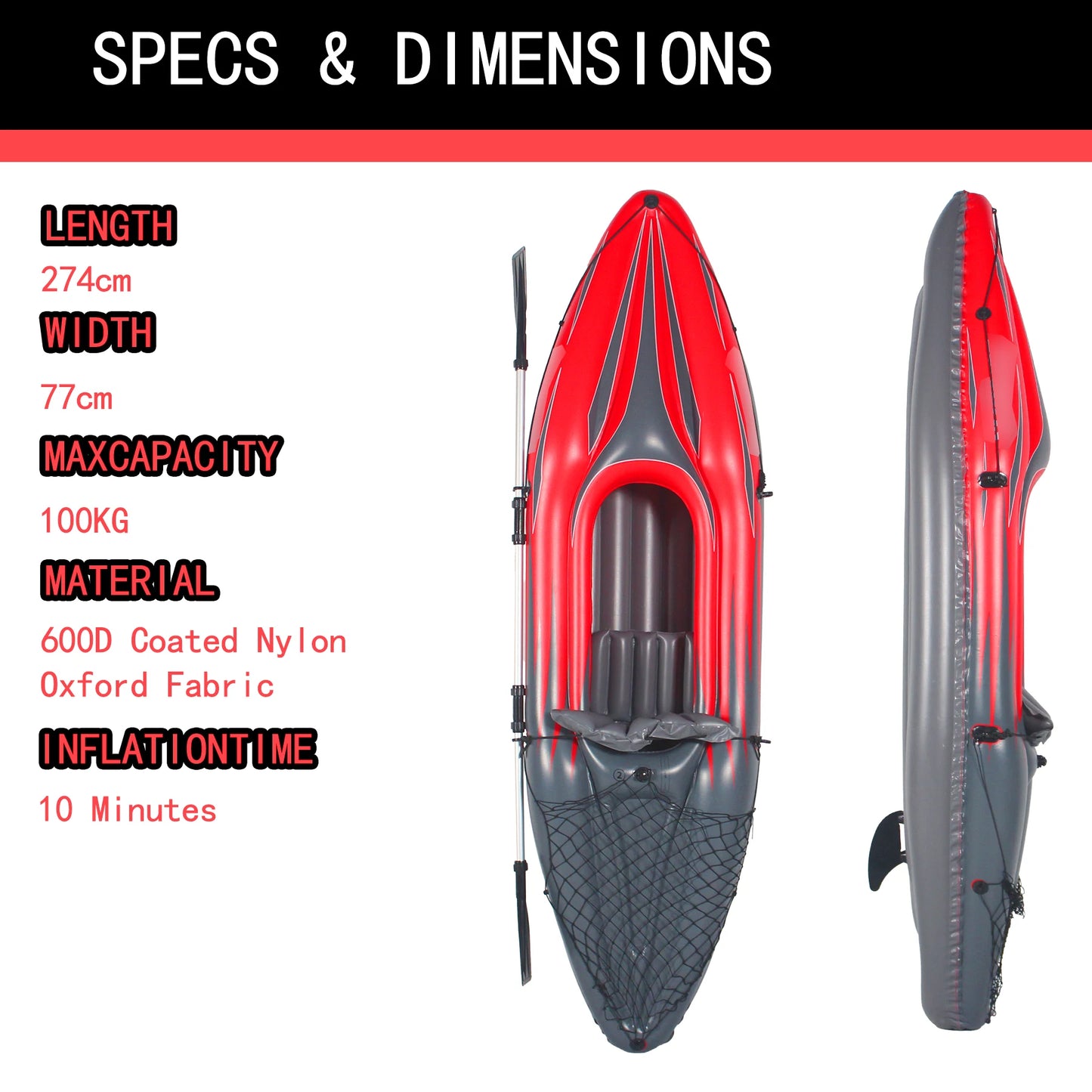 HHSJZWCY Inflatable One Person Kayak Fishing Boat Pro