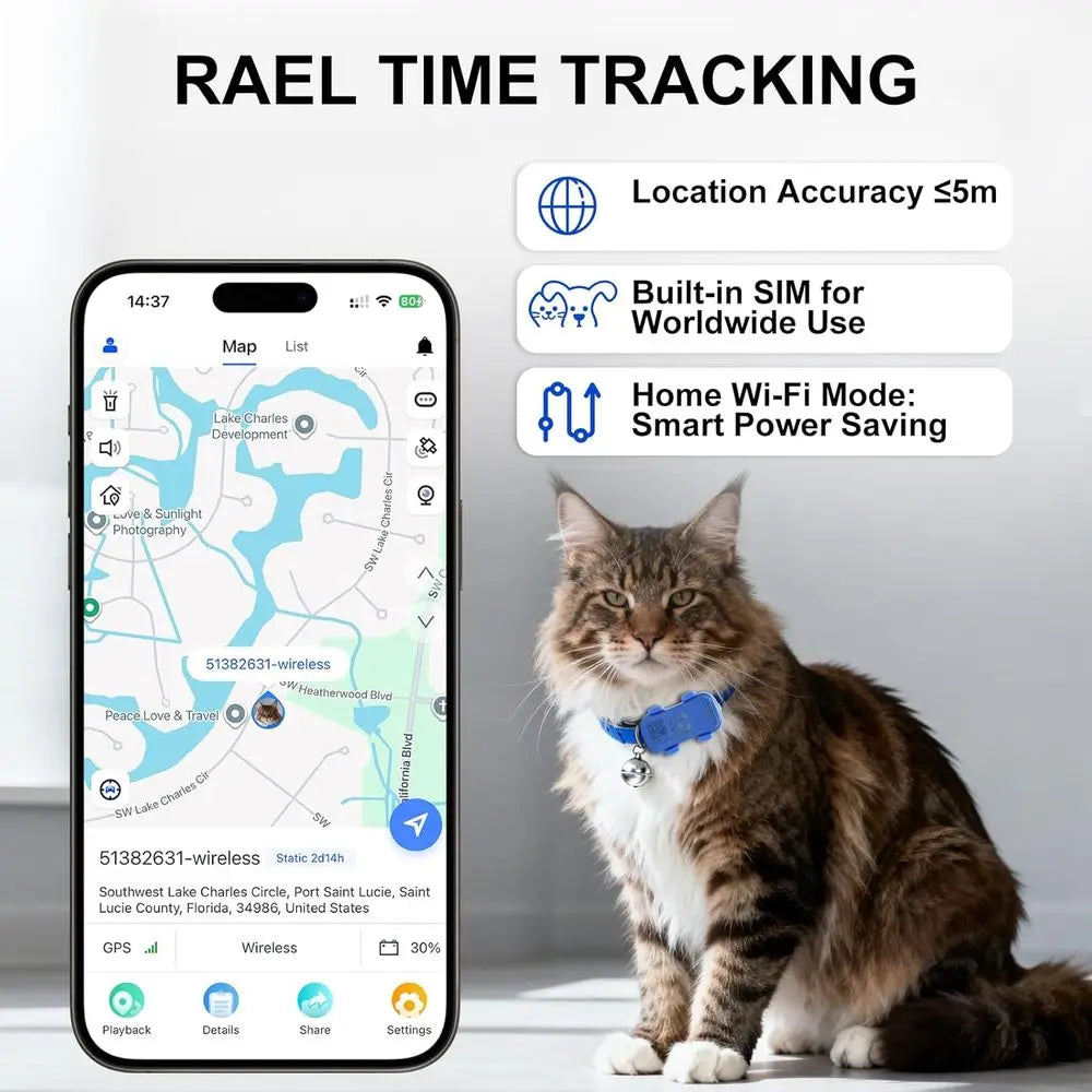 GPS Pet Tracker for Dogs and Cats RealTime Location Alerts