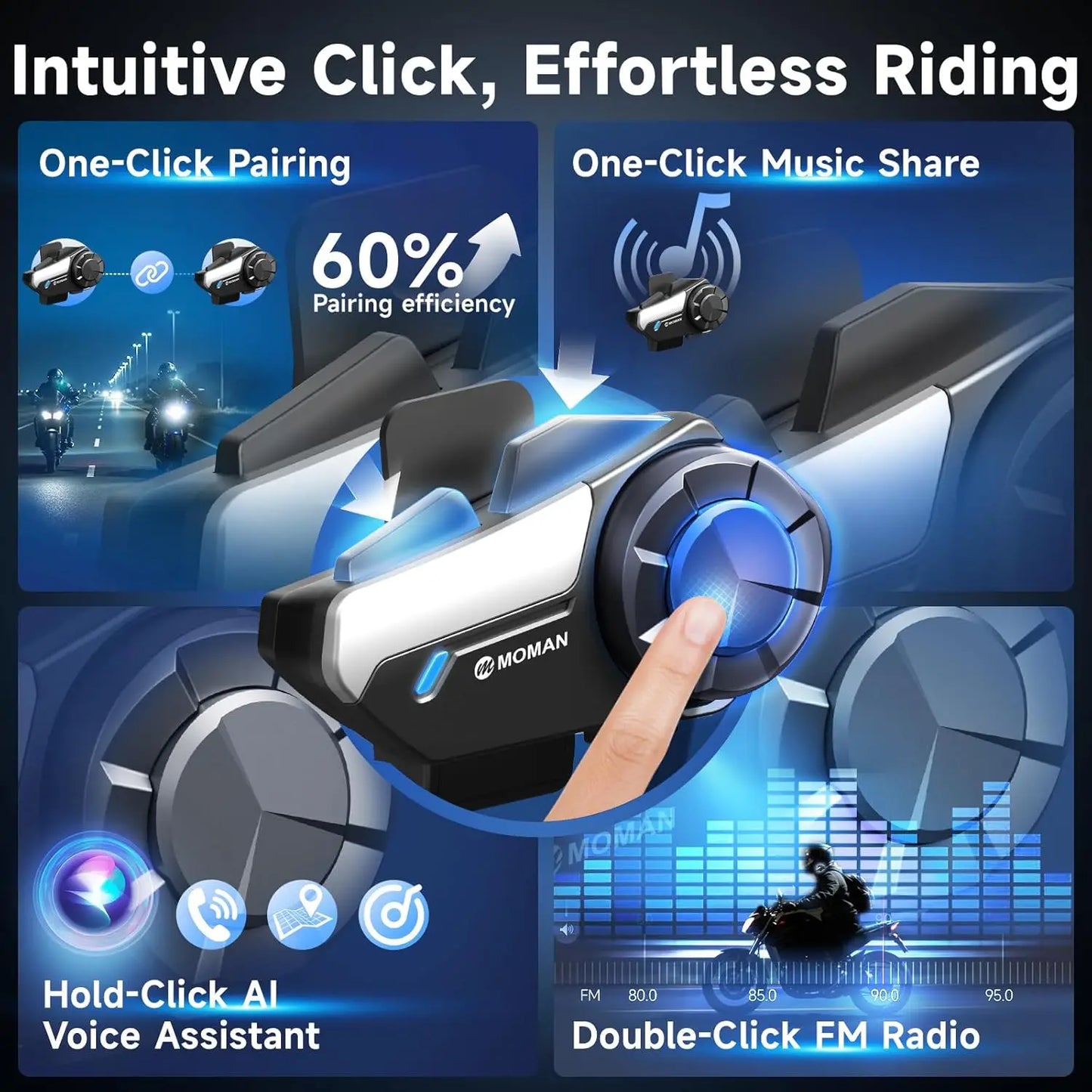 SYNCO Motorcycle Intercom System Helmet Headset Wireless Interphone