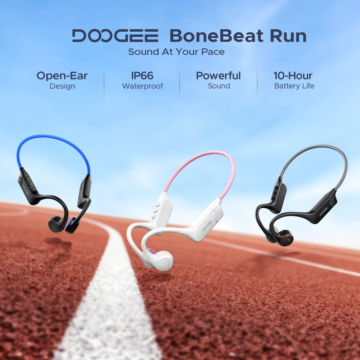 DOOGEE BoneBeat Run Digital Bone Conduction Open-Ear Headphones IP67