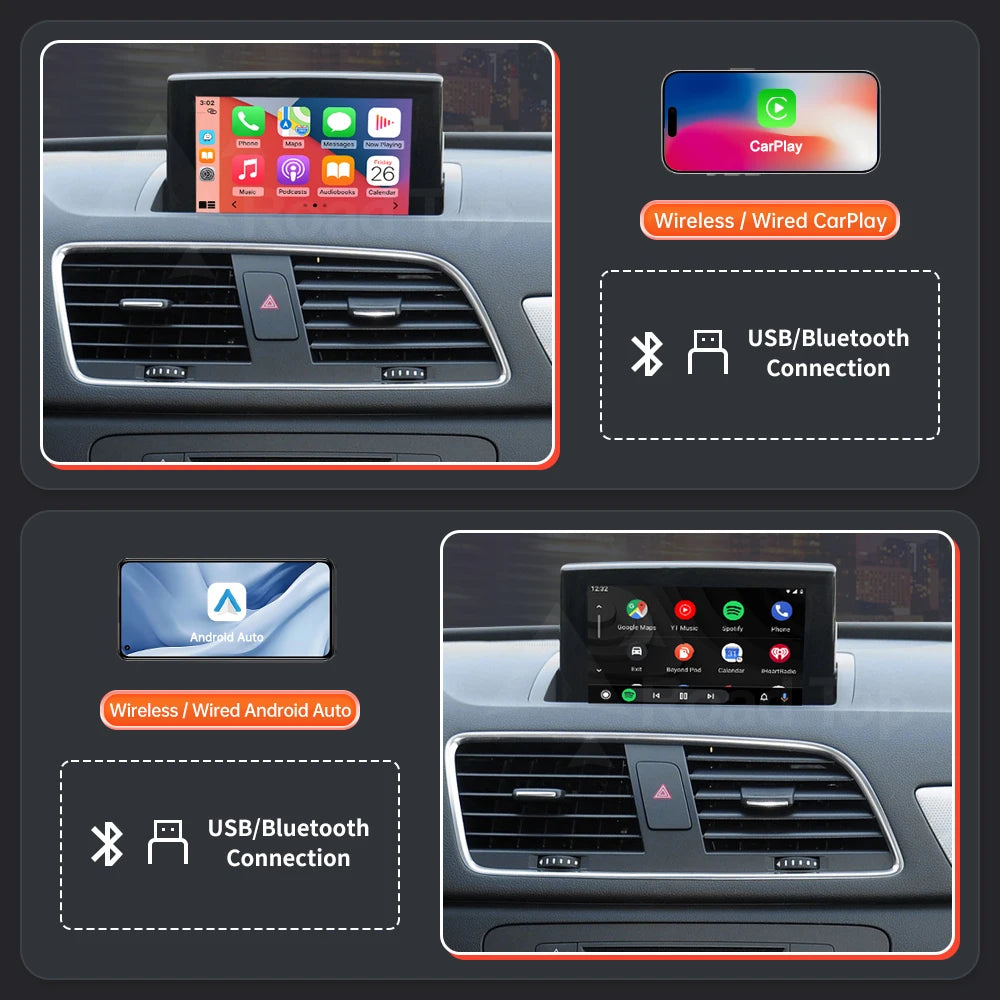 Road Top Wireless CarPlay Android Auto Interface for Audi A1 Q3