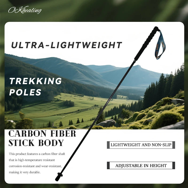 OKHEALING T800 Carbon Fiber Trekking Poles Lightweight Collapsible