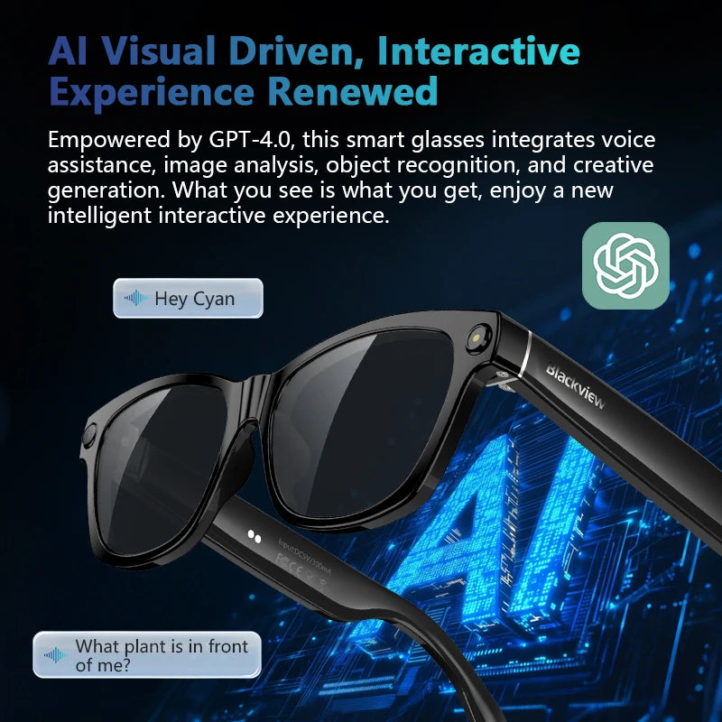 Blackview BV100 AI Smart Glasses With 2K Camera And Bluetooth