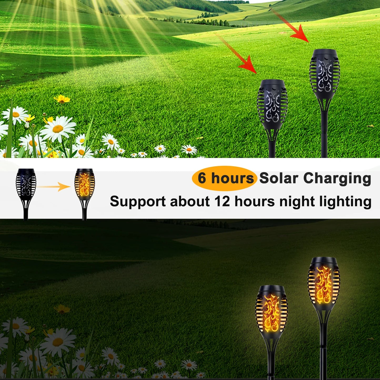 Solar Flame Torch Lights LED Flickering Outdoor Lawn And Patio Decor