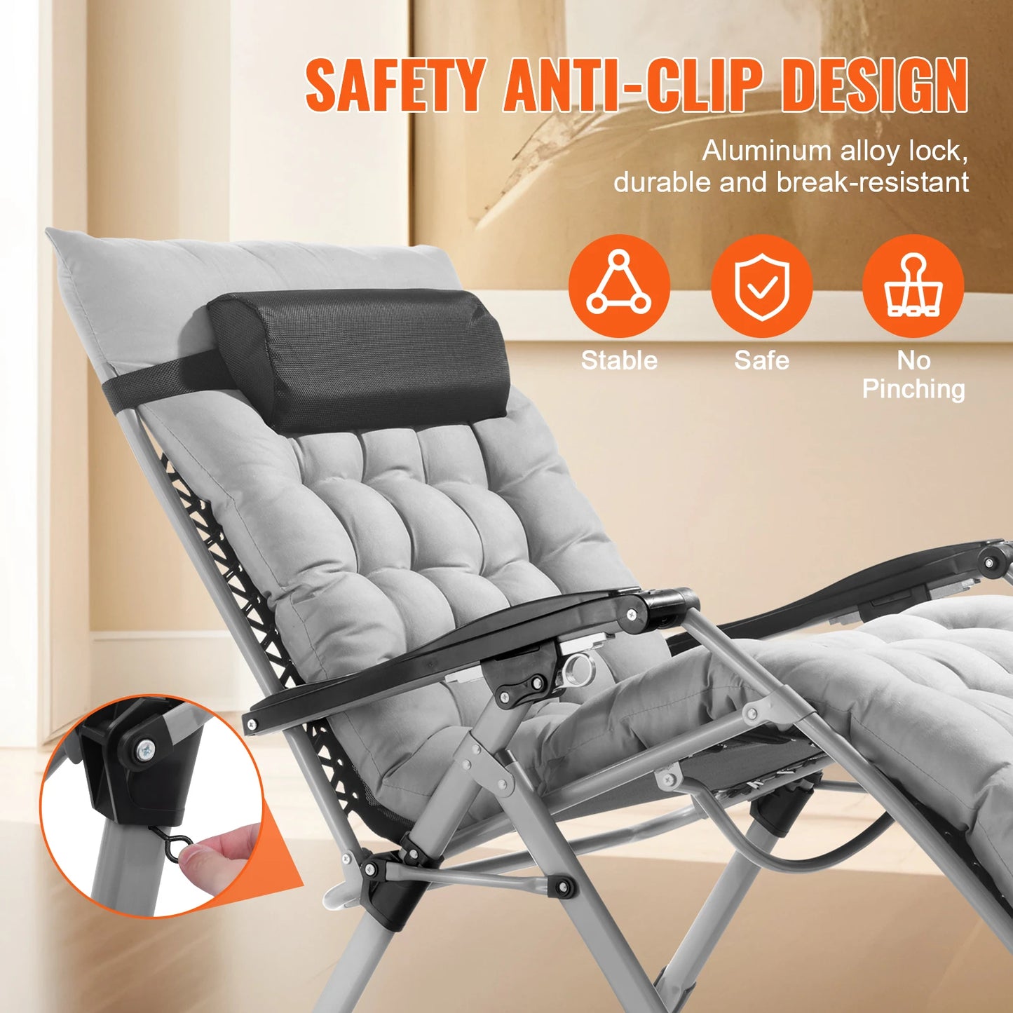 SucceBuy Zero Gravity Chair Adjustable Recline With Cupholder Cushion