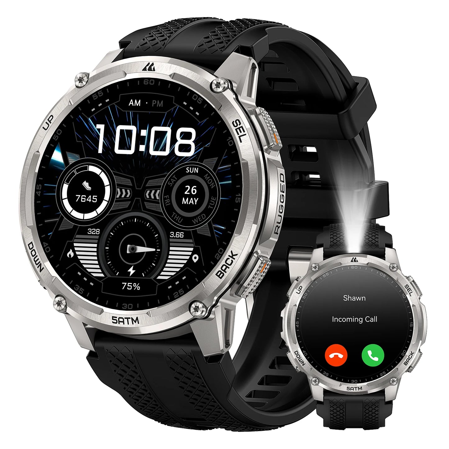 KOSPET Tank T4C Rugged Smartwatch Dual-Band GPS Flashlight Waterproof