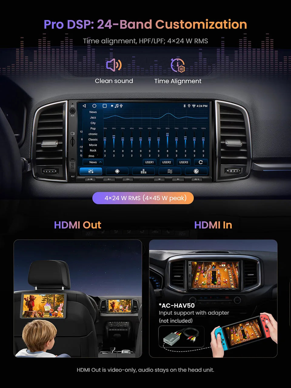 ATOTO Double Din Android Car Stereo System With CarPlay