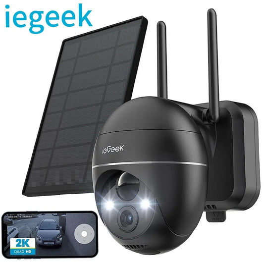 IEGEEK 5MP Outdoor Battery PTZ Surveillance Camera With Solar WiFi