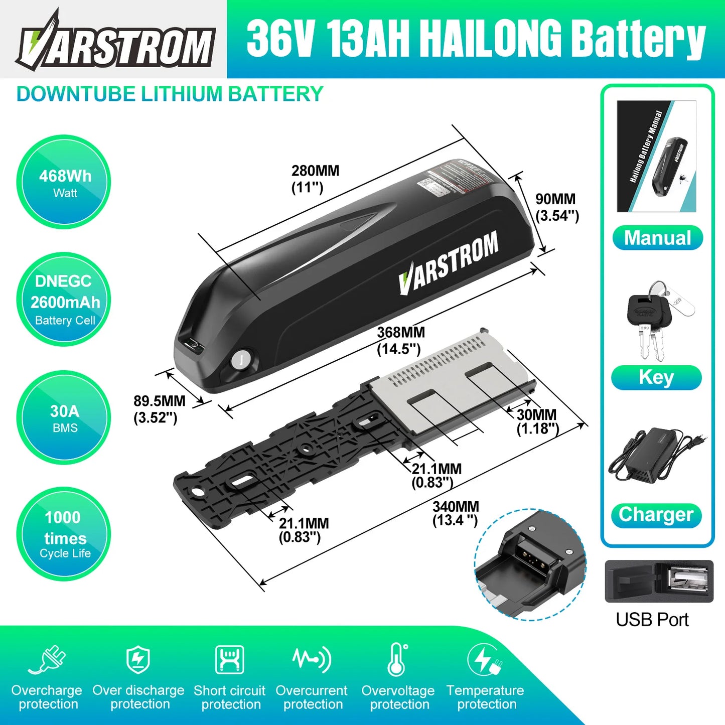 Hailong 48V Downtube Ebike Battery Pack 21700 Cells