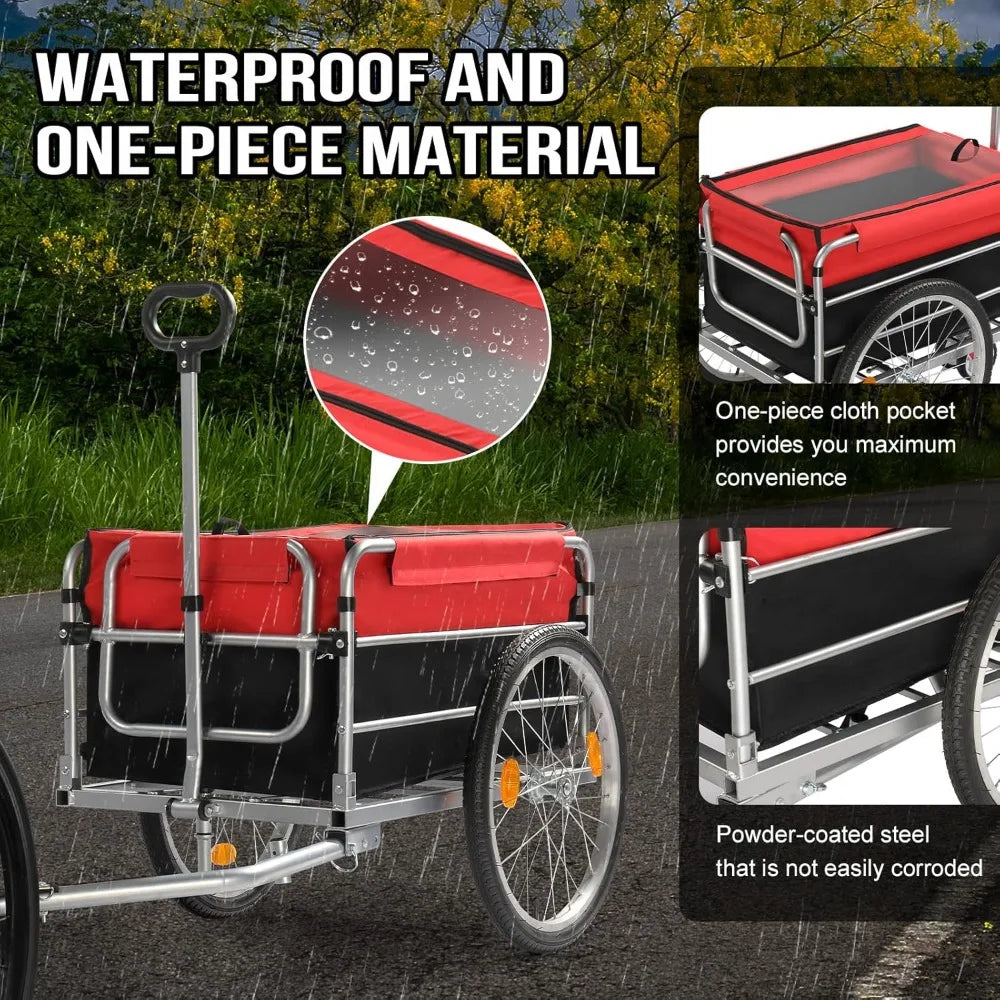 Bike Cargo Trailer Heavy Duty 220 Lbs Wagon With Hitch