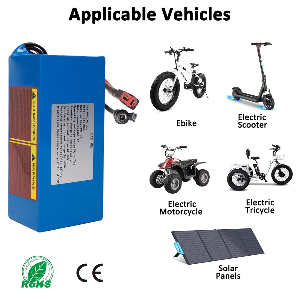 CAO MM 36V Ebike Battery 10Ah-20Ah For Electric Bikes