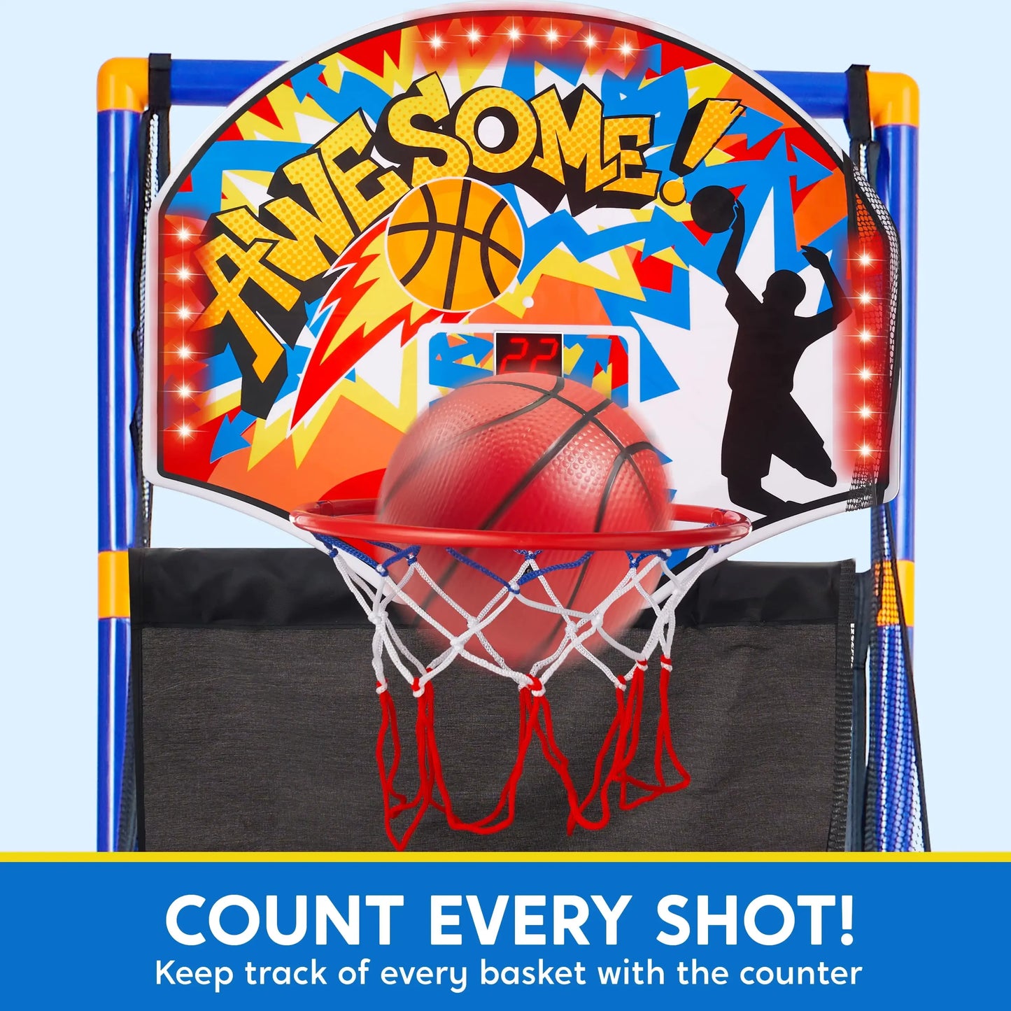Joyfy LED Scoring Arcade Basketball Game With Four Balls And Adjustable Stand