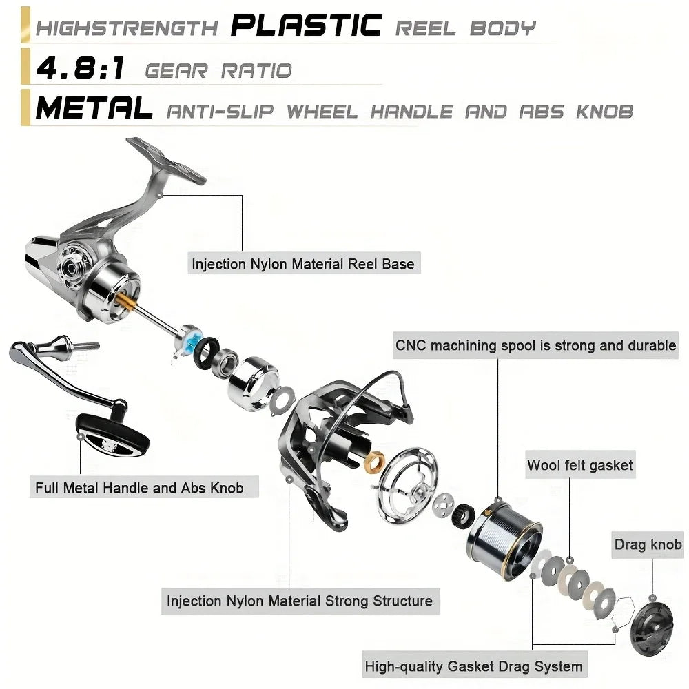 Stainless Steel Bearing Spinning Fishing Reel Saltwater Drag
