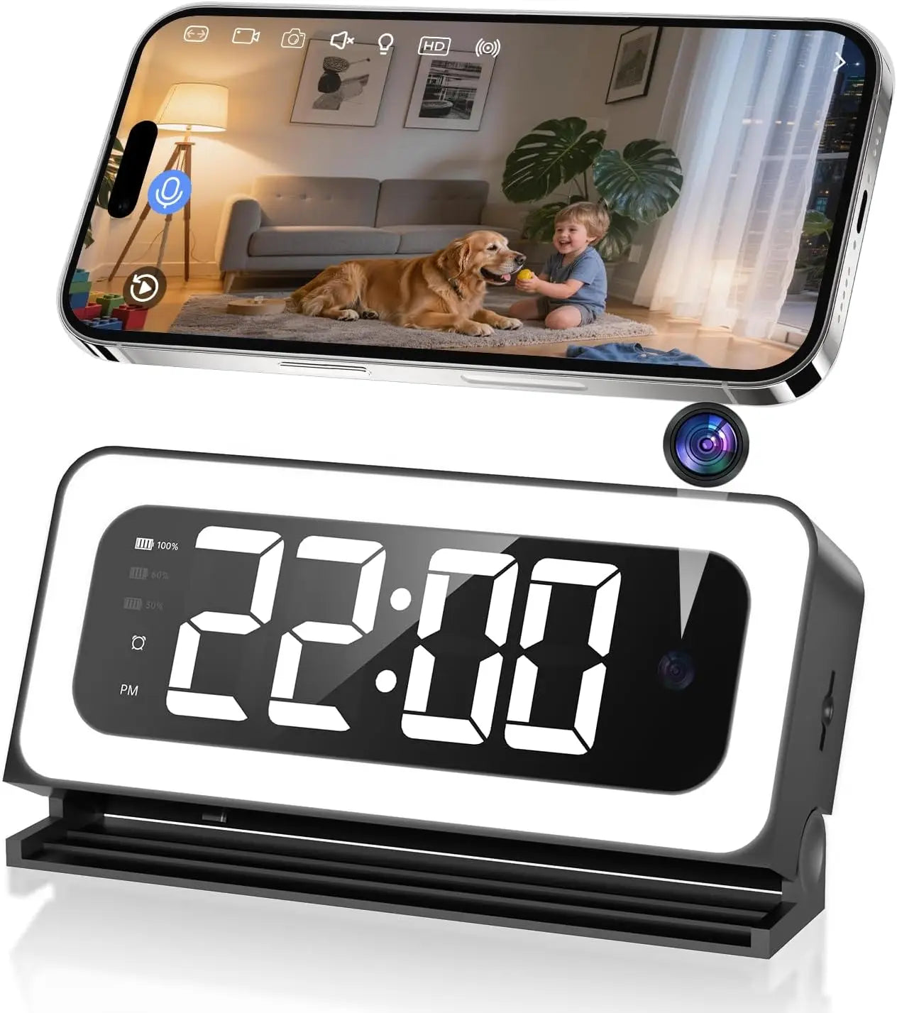 WESECUU Smart Clock Camera 2K Indoor Nanny Camera With WiFi