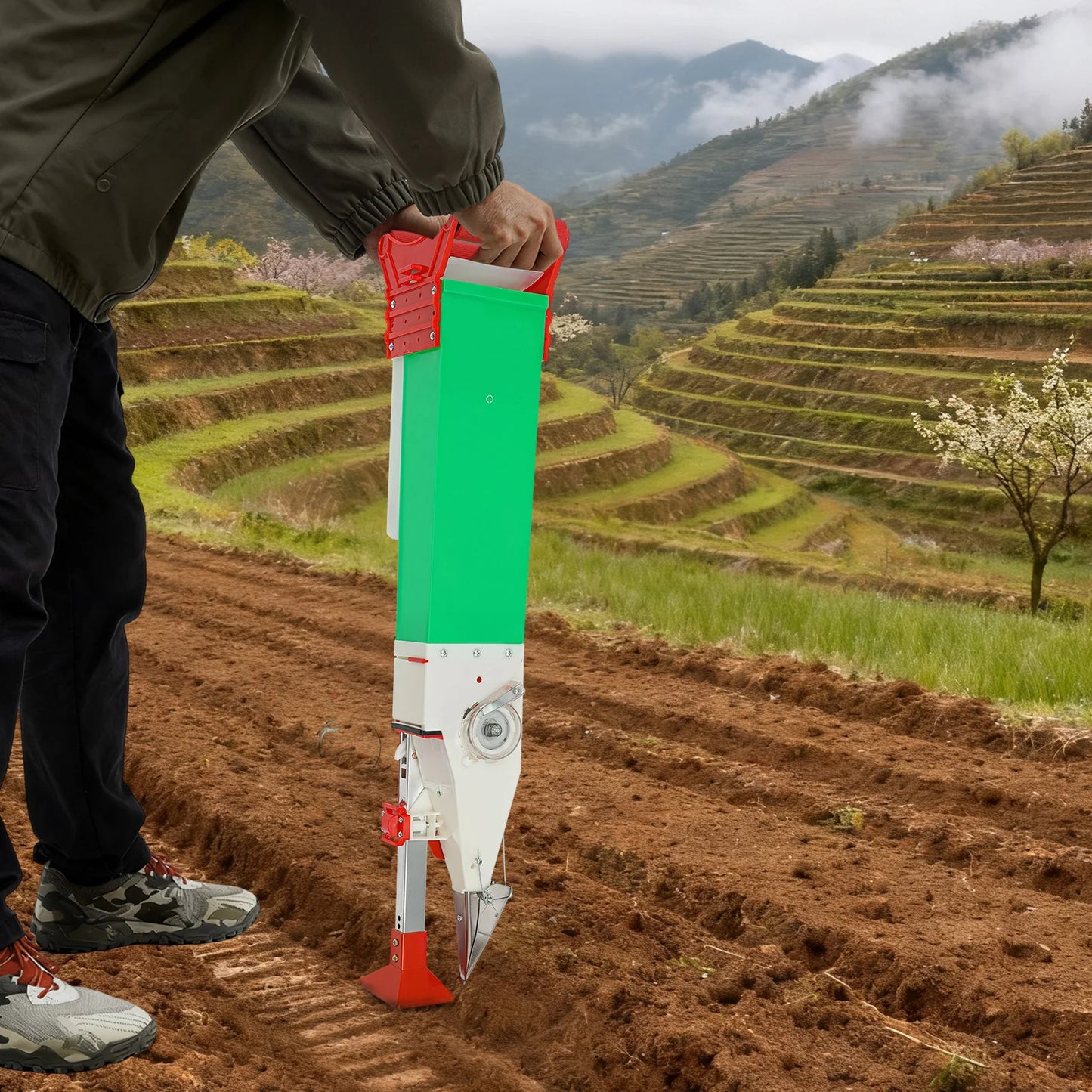 Bymaocar Manual Fertilizer Spreader Adjustable Seeder For Garden Farm