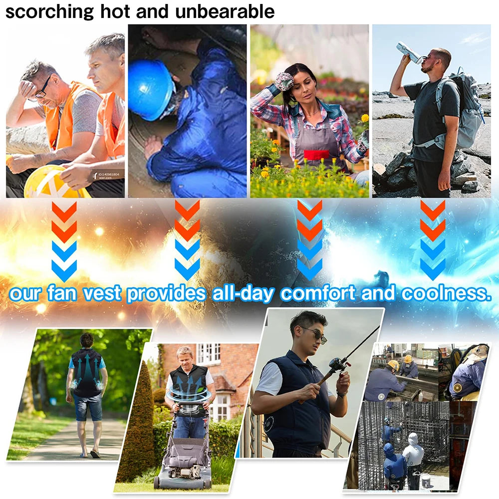 Cooling Vest Wearable Fan for High Temperature Work Outdoors