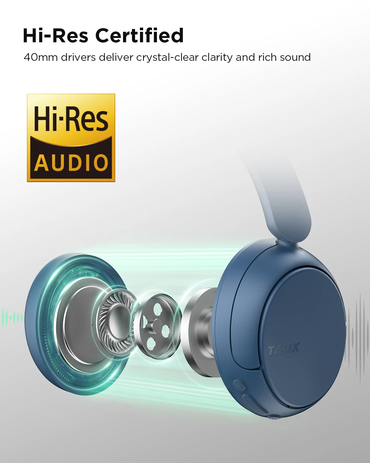 TALIX H30 Wireless Over Ear Bluetooth Headphones Hybrid ANC 110H