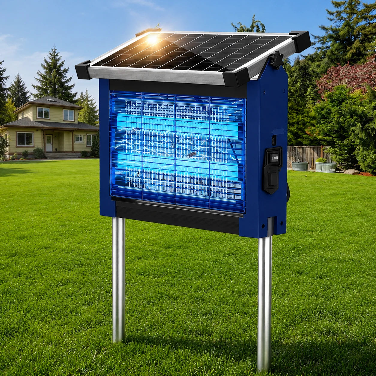 Solar Bug Zapper Outdoor Waterproof 4500V Cordless Mosquito Zapper