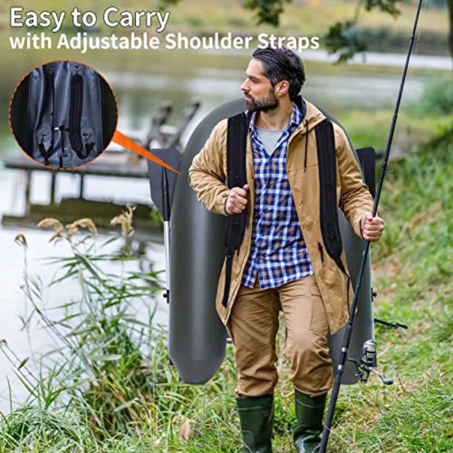 Inflatable Fishing Float Tube Belly Boat With Adjustable Straps Pockets