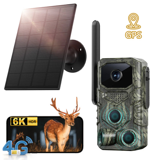 4G GPS Trail Camera Solar Power Wide Angle 4MP Camouflage