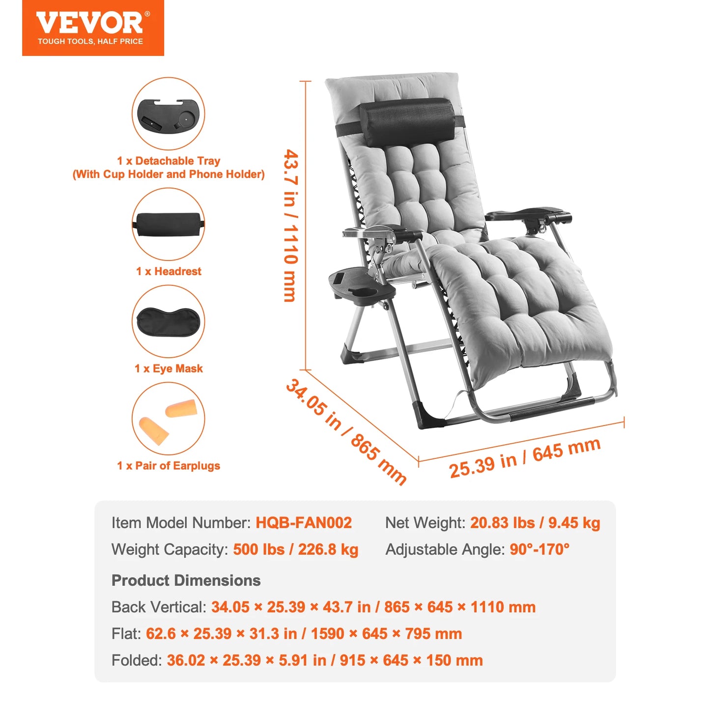 SucceBuy Zero Gravity Chair Adjustable Recline With Cupholder Cushion