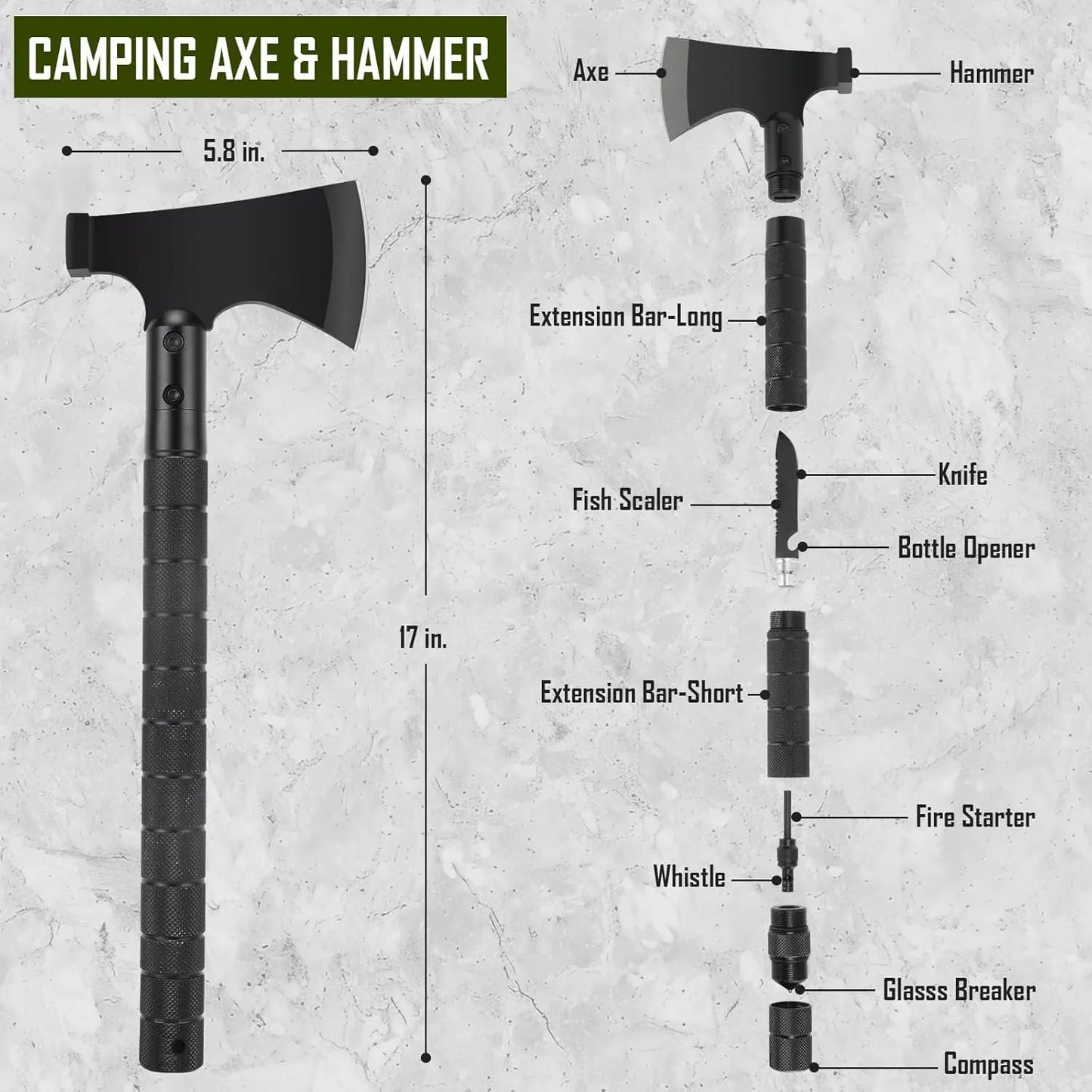 Emergency Survival Kit With First Aid Camping Axe Headlamp