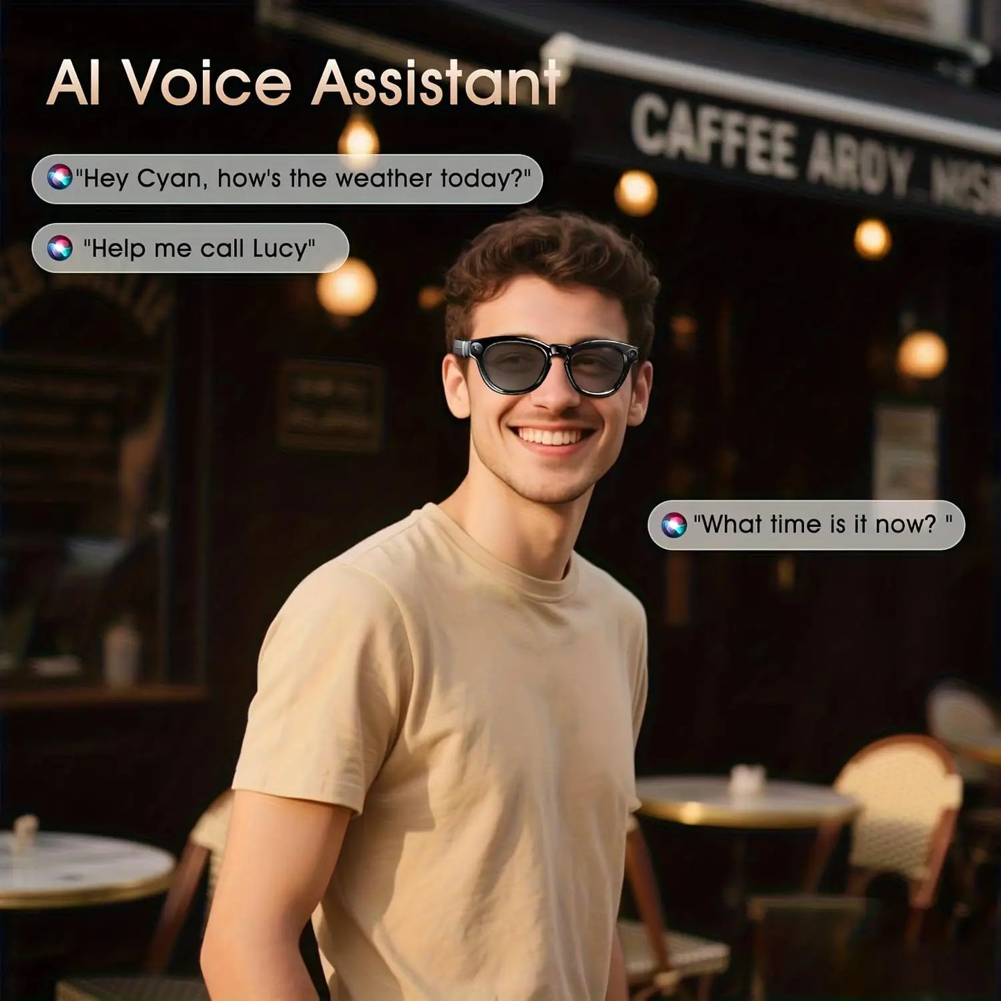 Smart Glasses Real Time Translation AI Chat Assistant With 8MP Camera