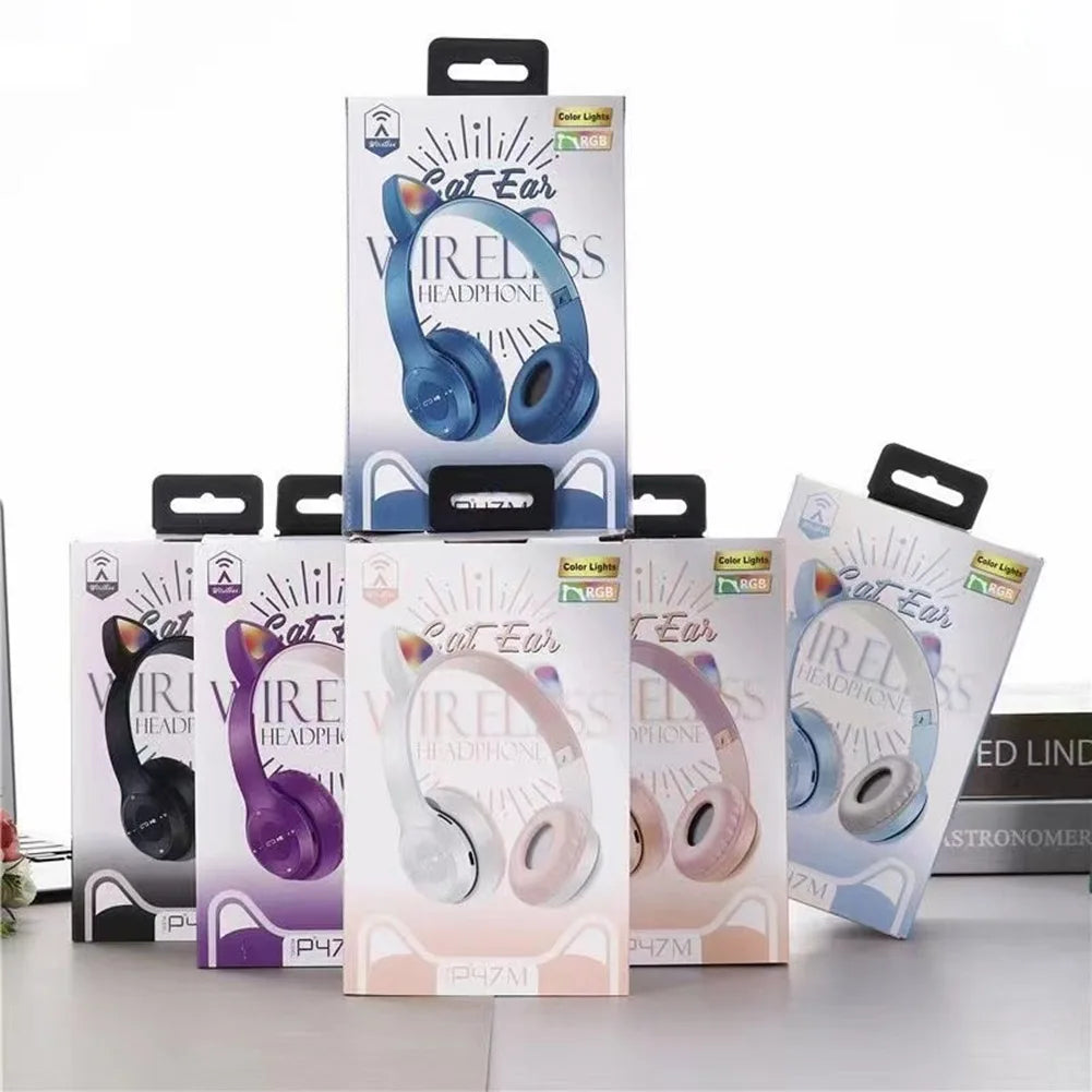 Wireless Cat Ear Headphones Bluetooth Five Point Zero Over-Ear Glow