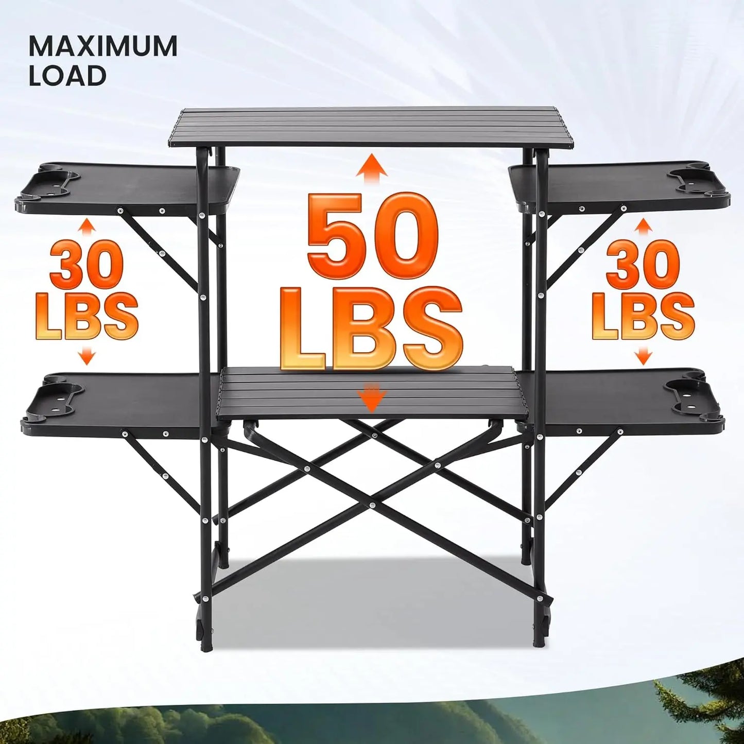 Slim-Fold Camping Kitchen Table and Outdoor Cook Station