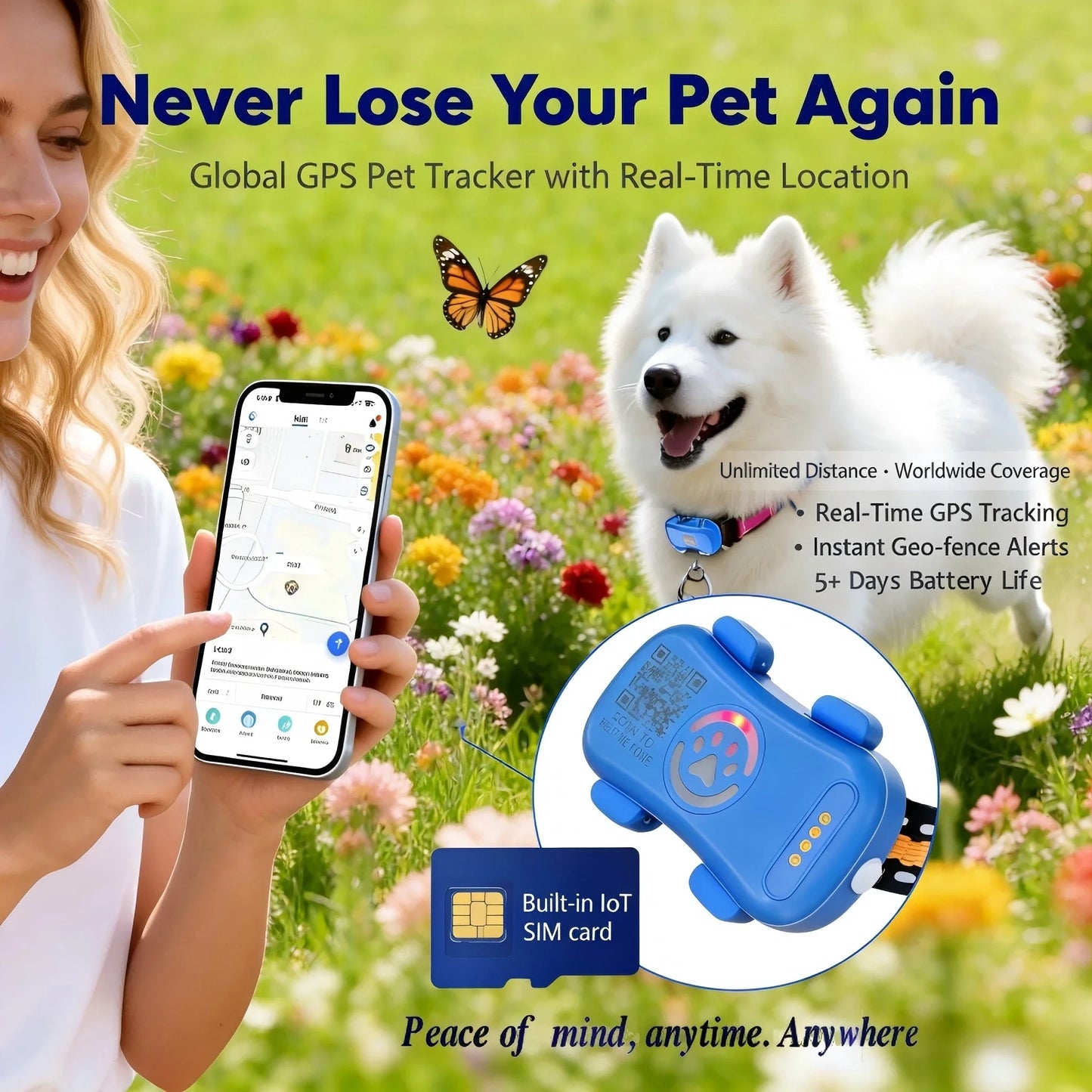 GPS Pet Tracker for Dogs and Cats With IoT Connectivity