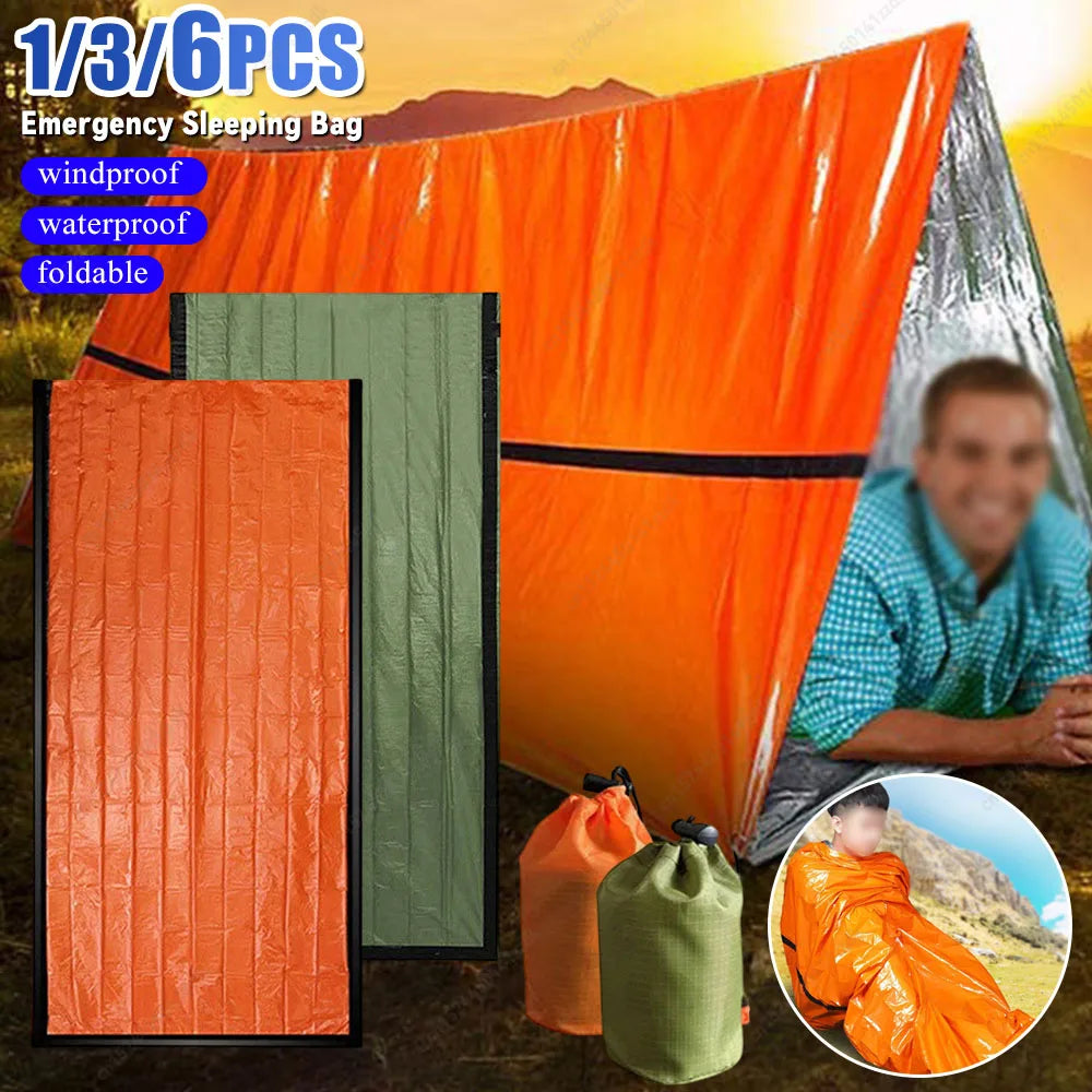 APWIKOGER Emergency Mylar Thermal Blanket Sleeping Bag for Outdoor Survival