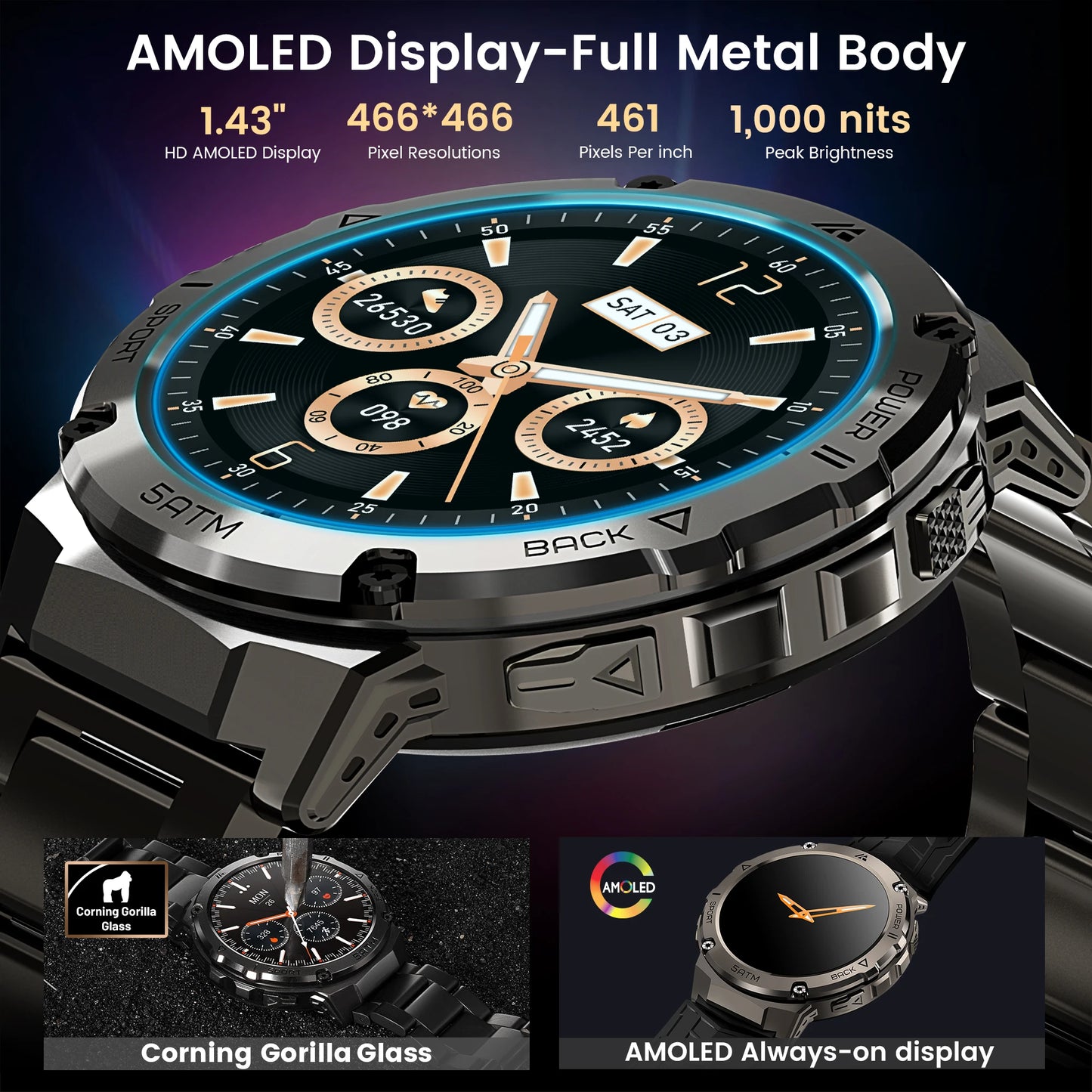 Ticwris T3E GPS Smartwatch For Men Waterproof 5ATM With Compass