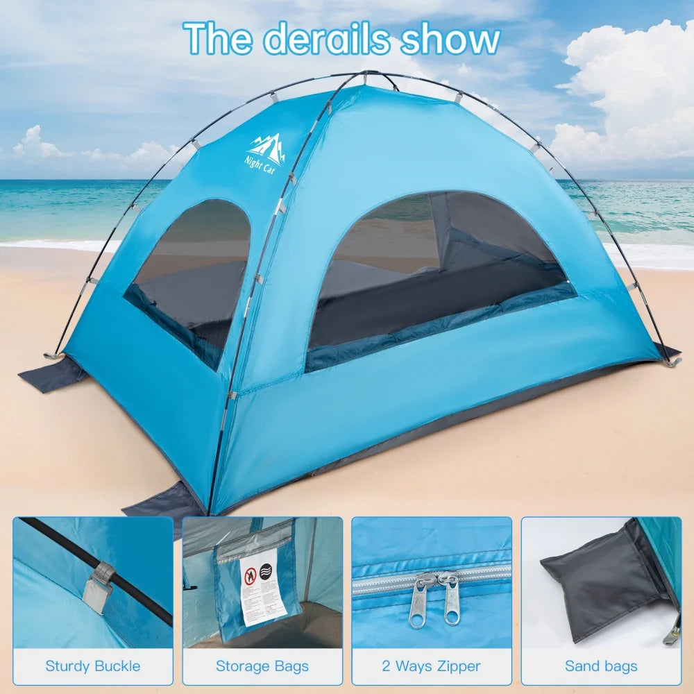 Night Cat Beach Tent Portable Sunshade Shelter With UV Protection