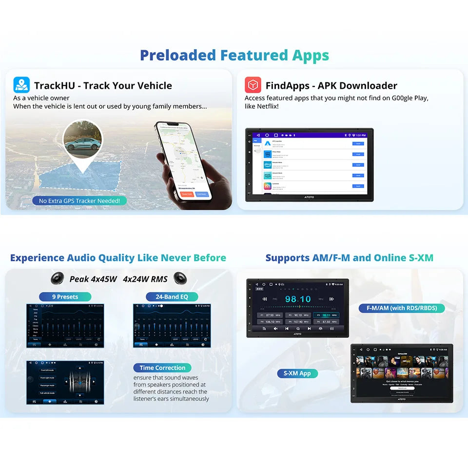 Atoto Android Car Multimedia Player With CarPlay Android Auto Bluetooth