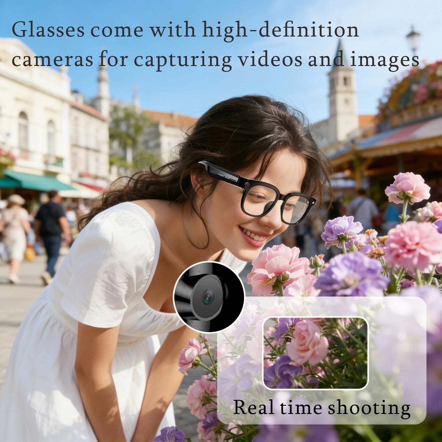 SENBONO AI Smart Glasses With Camera And Translator Bluetooth Music